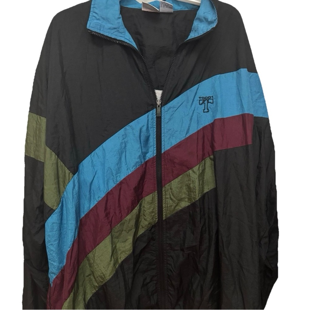 Mens 3XL Tall Retro Track/Sweat  Jacket Todd 1 Blue/Black/Green/ Red Lined VTG